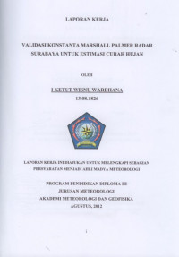 Image of VALIDASI KONSTANTA MARSHALL PALMER RADAR SURABAYA UNTUK ESTIMASI CURAH HUJAN