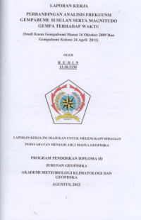 Image of perbandingan analisis frekuensi gempabumi susulan serta magnitudo gempa terhadap waktu